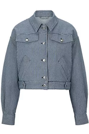HUGO BOSS Naiset Farkkutakit - Relaxed-fit jacket in striped stretch-cotton denim