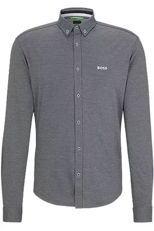 HUGO BOSS Miehet Kauluspaidat - Button-down regular-fit shirt in cotton piqué jersey