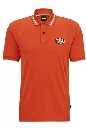 HUGO BOSS Miehet Pikee - Mercerised-cotton polo shirt with logo badge