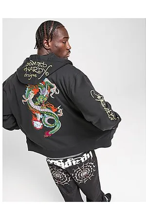 ED HARDY Back Dragon Full Zip Hoodie - Mens