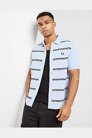 Fred Perry Horizonal Stripe Button Pique Polo Shirt - Mens