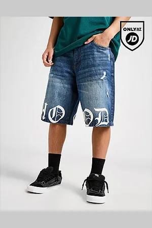 Hoodrich Hem Print Denim Shorts - Mens