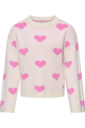 ONLY Pusero - Neulottu - KogMontana - Birch/Heart Fuchsia V - - 7-8 v (122-128) - Pusero