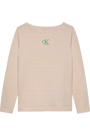 Calvin Klein Pusero - Venekaula Stripe - Turtledy/Chalk Pink Kok - - 8 v (128) - Pusero