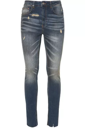 FLANEUR HOMME Miehet Skinny Farkut - Raw Cut Cotton Denim Skinny Jeans