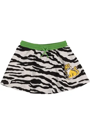 Kenzo Zebra Print Cotton Mini Skirt W/ Patch