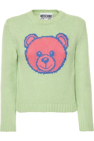 Moschino Naiset Collegepaidat - Cotton Knit Teddy Crewneck Sweater