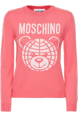 Moschino Naiset Collegepaidat - Wool Knit Logo Teddy Crewneck Sweater