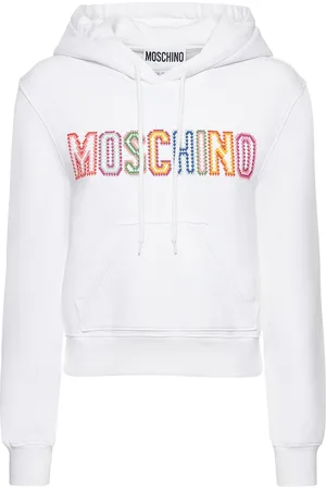 Moschino Naiset Collegepaidat - Embroidered Logo Crop Cotton Hoodie