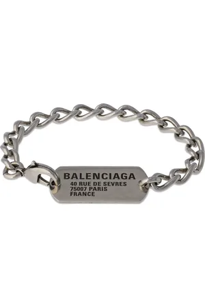 Balenciaga Logo Tag Brass Chain Bracelet