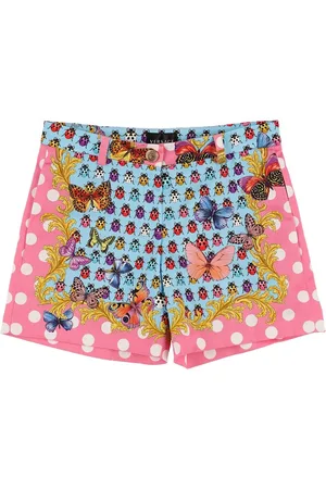 VERSACE Printed Cotton Sweat Shorts