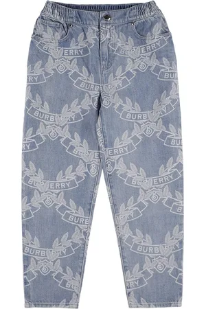 Burberry All Over Print Logo Cotton Jeans