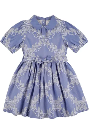 Burberry Printed Cotton Dress W/ Puff Sleeves
