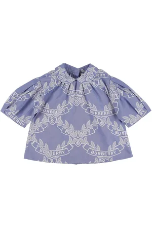Burberry Printed Cotton Poplin Puff Sleeve Shirt