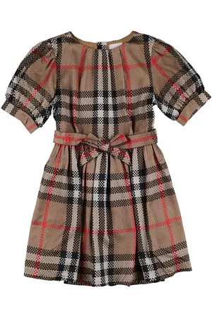 Burberry Check Printed Silk Blend Dress W/bow