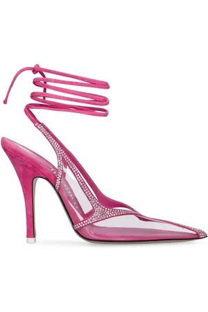 The Attico 105mm Venus Chrome Suede & Pvc Pumps