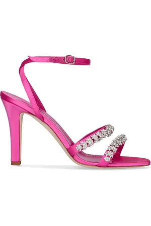 Manolo Blahnik 105mm Vedada Satin & Crystal Sandals