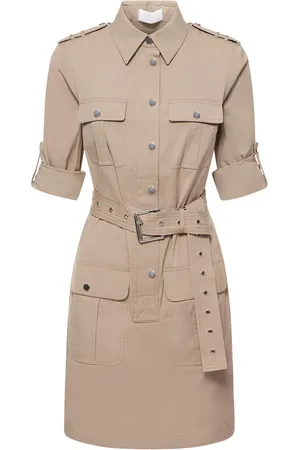 Michael Kors Belted Cotton Poplin Mini Cargo Dress