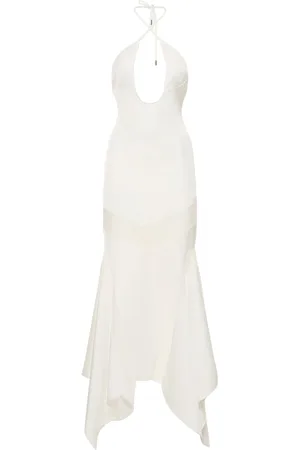 The Attico Saskia Satin & Mesh Long Dress