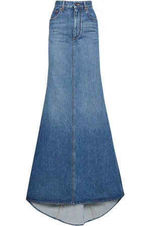 VALENTINO High Waist Denim Long Skirt