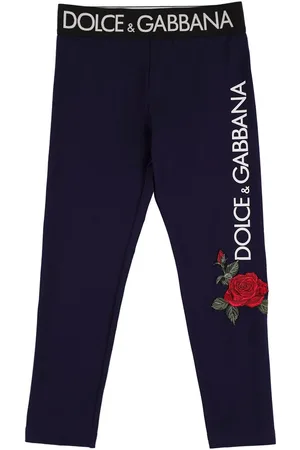Dolce & Gabbana Logo Print Cotton Leggings W/logo Tape