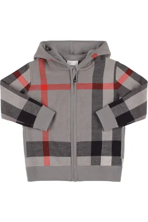 Burberry Check Intarsia Wool Blend Knit Cardigan