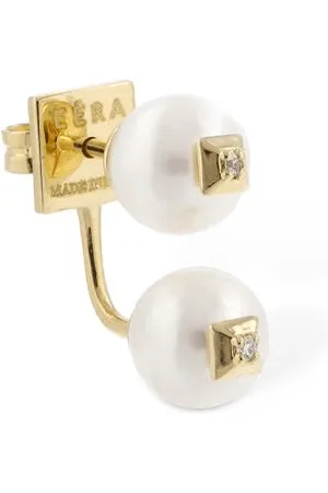 Eera 18k & Pearl Double Mono Earring
