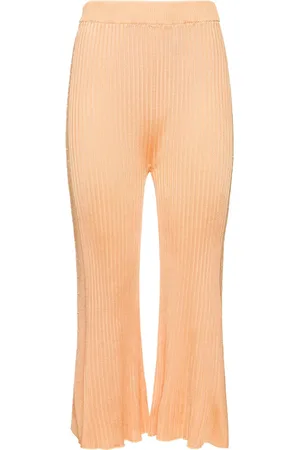 Jil Sander Ribbed Viscose Jersey Flared Crop Pants