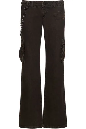 Miaou Elias Cotton Denim Low Rise Wide Pants