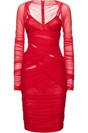 Dolce & Gabbana Draped Tulle Midi Dress