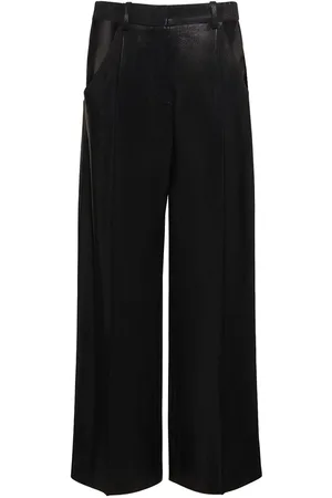 MUGLER Shiny Wool Twill Straight Pants