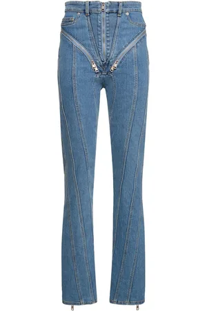MUGLER Stretch Denim High Rise Zip Skinny Jeans