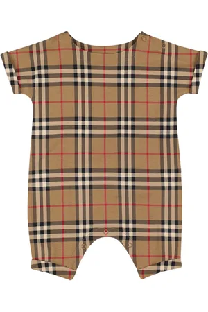 Burberry Check Print Cotton Blend Romper