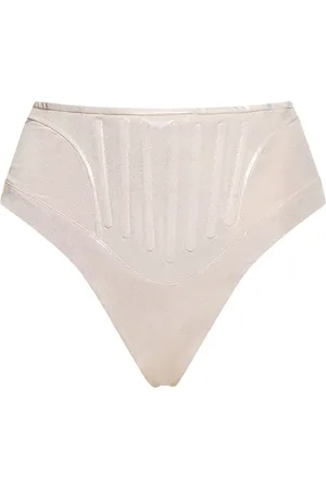 MUGLER Lamé Jersey High Rise Bikini Bottoms