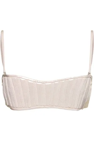 MUGLER Lamé Jersey Bandeau Bikini Top