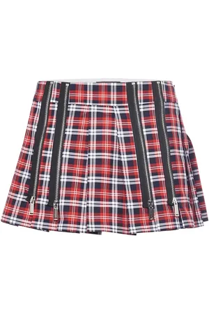 Dsquared2 Plaid Cotton Mini Skirt W/ Zips