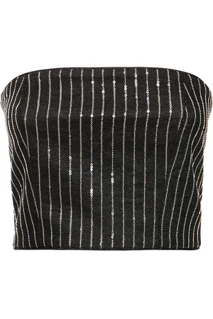 ROTATE Sequined Cotton Twill Crop Top