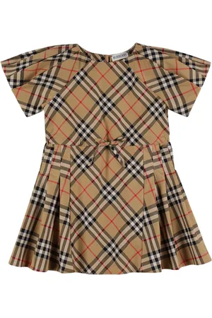 Burberry Check Print Cotton Blend Shirt Dress
