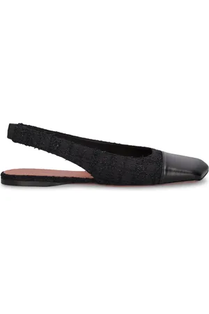 Amina Muaddi 10mm Ane Tweed Slingback Flats