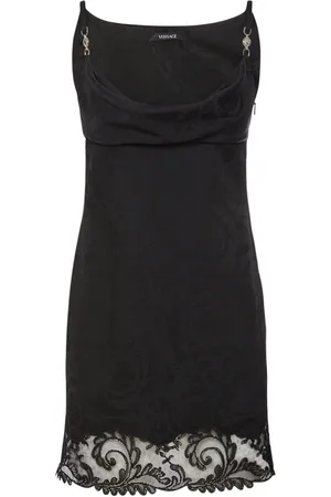 VERSACE Draped Satin & Lace Mini Dress