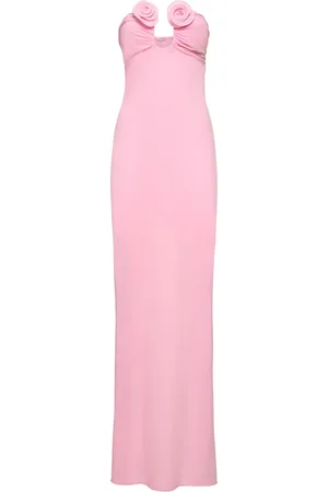 MAGDA BUTRYM Draped Jersey Long Dress W/roses