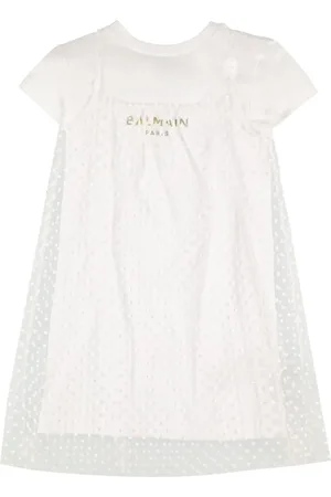 Balmain Glittered Tulle & Cotton Jersey & Dress