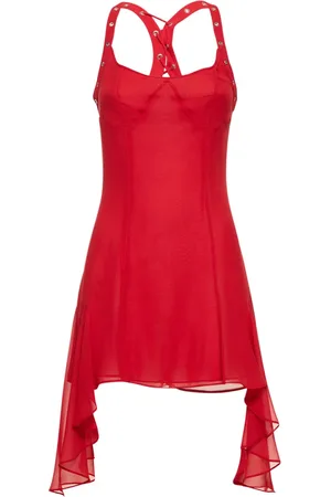The Attico Georgette Ruched Mini Dress