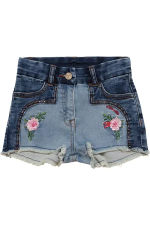 MONNALISA Embellished Cotton Denim Shorts