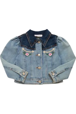 MONNALISA Embellished Cotton Denim Jacket