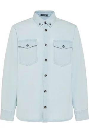 VERSACE Bleached Cotton Denim Shirt