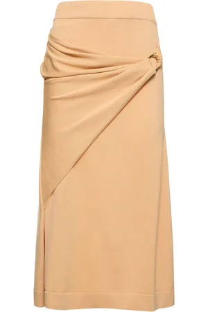 Jil Sander Wool Knit Draped Midi Skirt W/ Ring