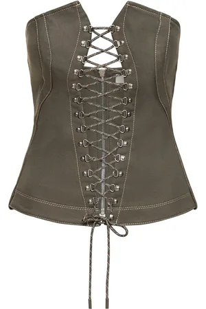 DION LEE Cotton Denim Laced Hiking Corset Top