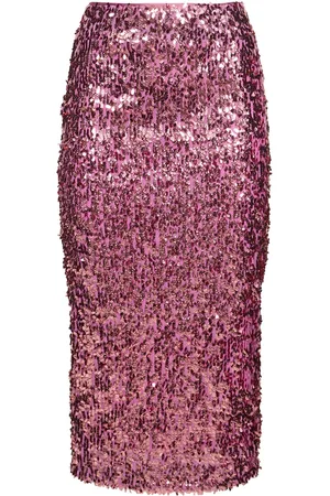 ROTATE Sequined Pencil Midi Skirt