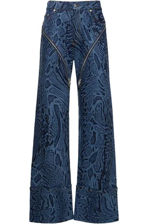 MUGLER Laser Snake High Rise Denim Zip Jeans